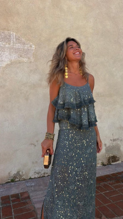 AMARO falda larga, verde kaki