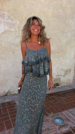 AMARO falda larga, verde kaki