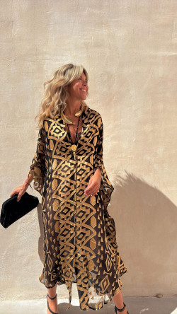 ANNA caftán, negro/beige