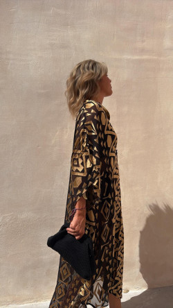 ANNA caftán, negro/beige