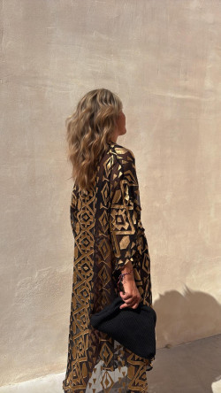 ANNA caftán, negro/beige