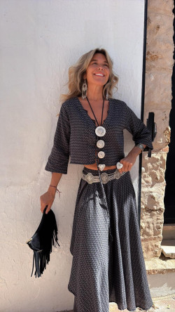 LAUREL blusa, negra/gris