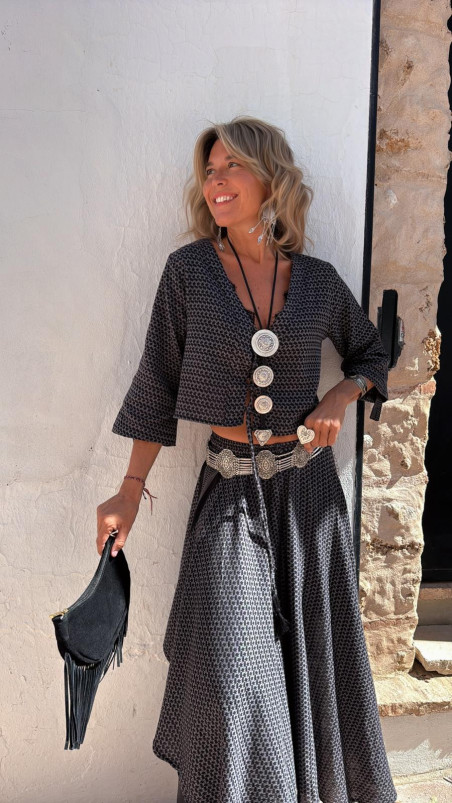 LAUREL blusa, negra/gris