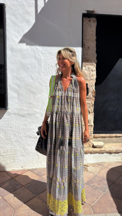 RETIEN vestido largo, cuadros