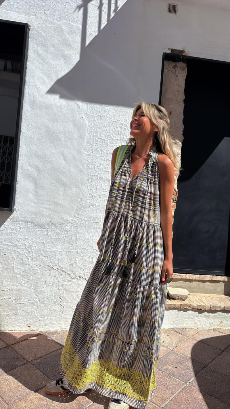 RETIEN vestido largo, cuadros