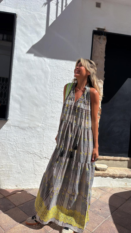 RETIEN vestido largo, cuadros