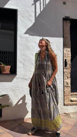 RETIEN vestido largo, cuadros