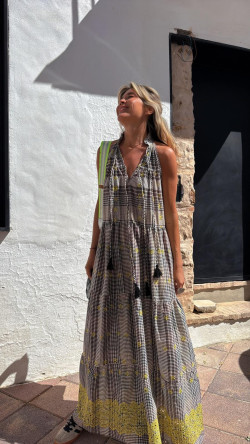 RETIEN vestido largo, cuadros