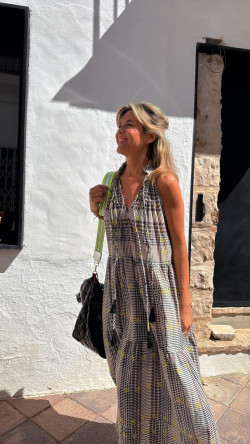 RETIEN vestido largo, cuadros