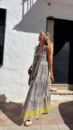 RETIEN vestido largo, cuadros