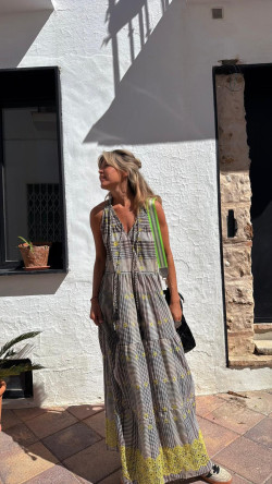 RETIEN vestido largo, cuadros