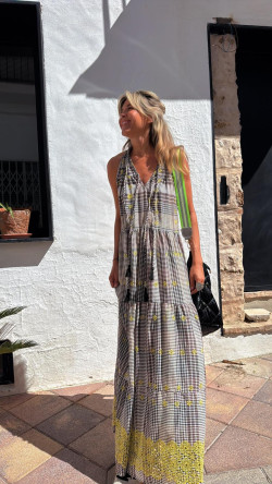 RETIEN vestido largo, cuadros