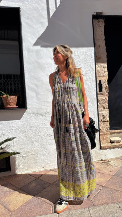 RETIEN vestido largo, cuadros