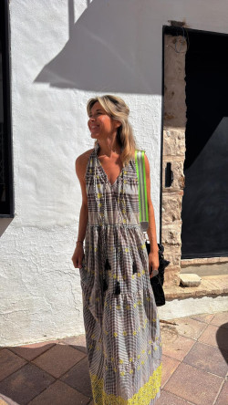 RETIEN vestido largo, cuadros