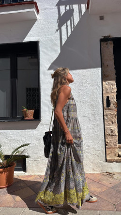 RETIEN vestido largo, cuadros