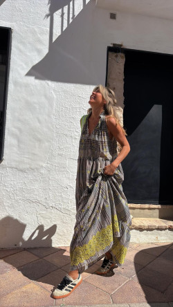 RETIEN vestido largo, cuadros