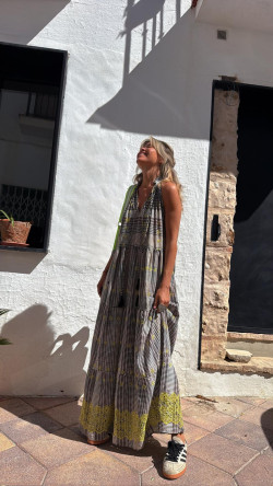 RETIEN vestido largo, cuadros