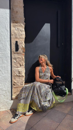 RETIEN vestido largo, cuadros