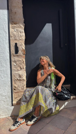 RETIEN vestido largo, cuadros