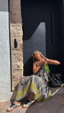 RETIEN vestido largo, cuadros