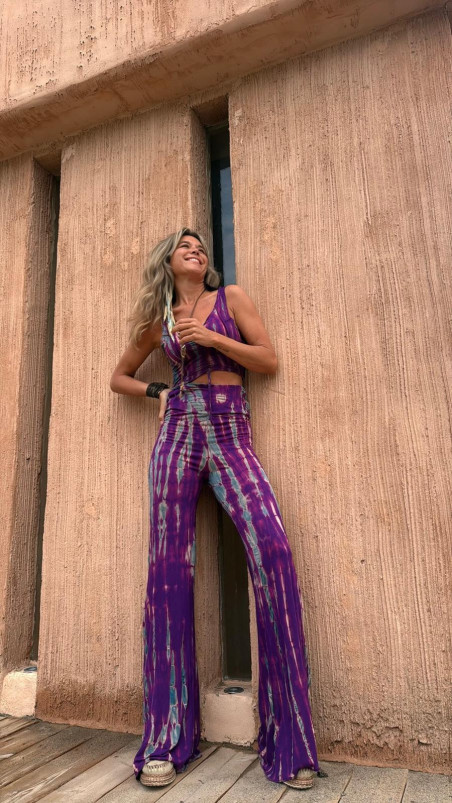 DARKO pantalón anilla, tie fucsia