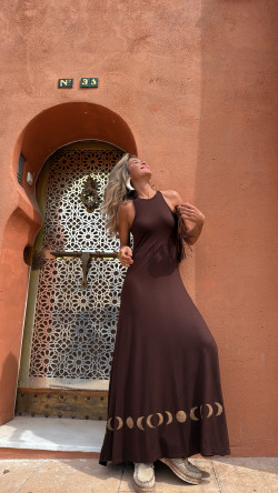 GASTON marrón/dorado, vestido largo