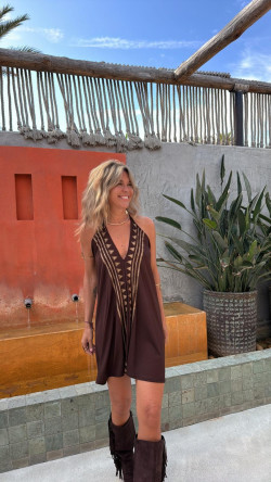 FELIX marrón/dorado, vestido corto