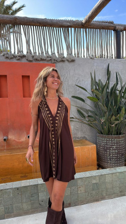 FELIX marrón/dorado, vestido corto