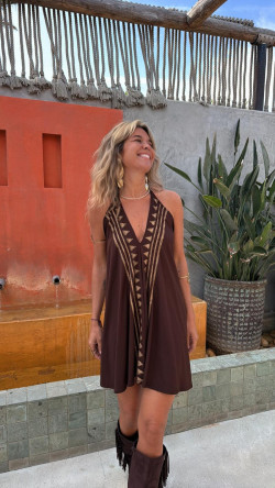 FELIX marrón/dorado, vestido corto