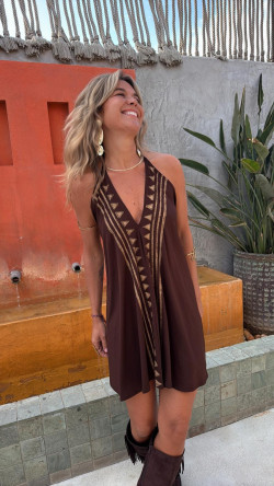 FELIX marrón/dorado, vestido corto