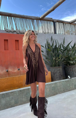 FELIX marrón/dorado, vestido corto