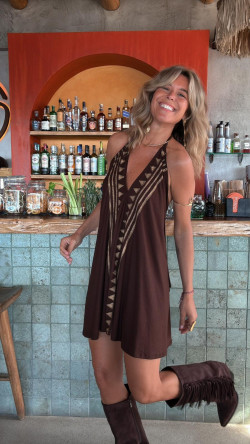 FELIX marrón/dorado, vestido corto