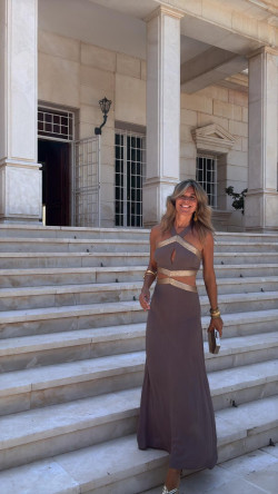 OLAYO vestido largo, taupe