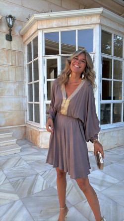 ESTERO vestido corto, taupe