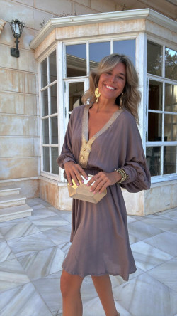 ESTERO vestido corto, taupe