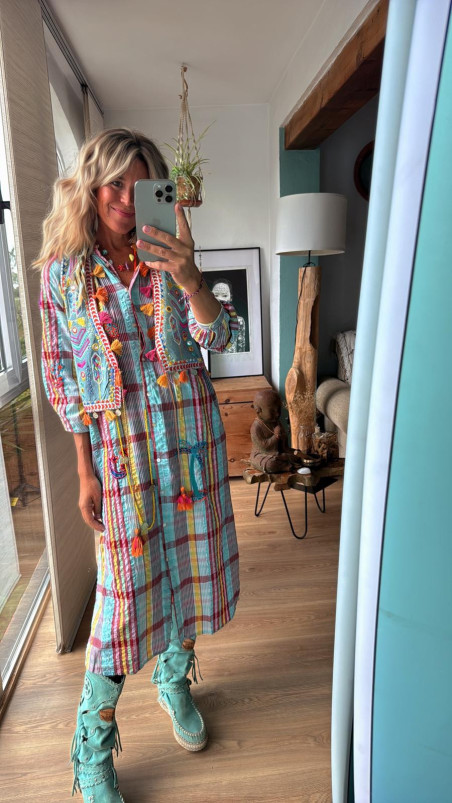 CASYE vestido camisero, turquesa