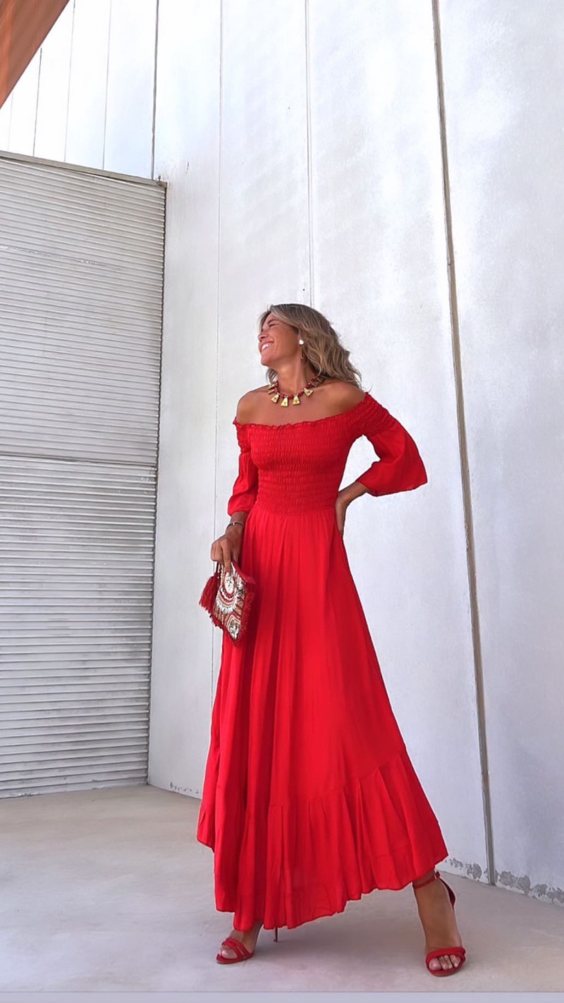 Olvera rojo, vestido largo