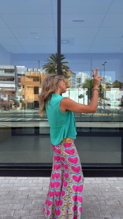 PETRA pantalón, tie agua/fuxsia