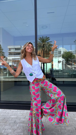PETRA pantalón, tie agua/fuxsia