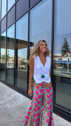 PETRA pantalón, tie agua/fuxsia