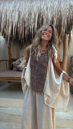 KOSTER pantalón cáñamo, hueso