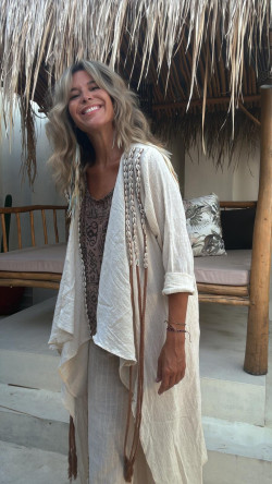 KOSTER pantalón cáñamo, hueso