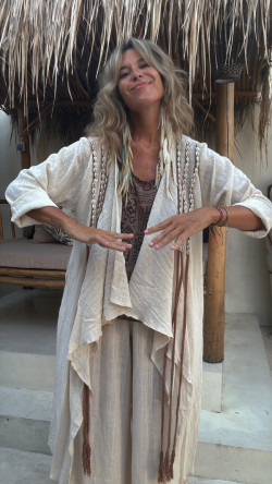 KOSTER pantalón cáñamo, hueso