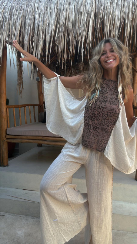 KOSTER pantalón cáñamo, hueso