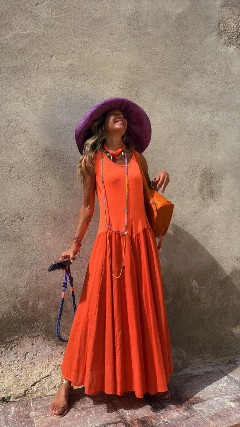 INDER vestido largo, naranja