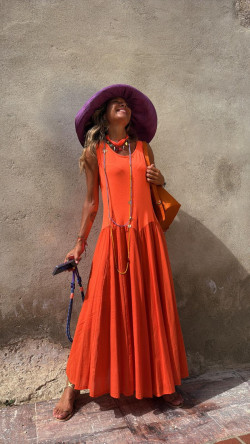 INDER vestido largo, naranja