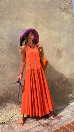 INDER vestido largo, naranja