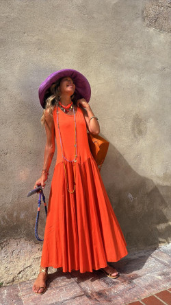 INDER vestido largo, naranja