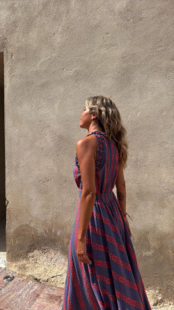 NADIN  vestido largo, azul/rosa