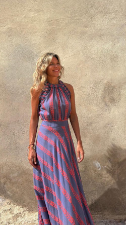 NADIN  vestido largo, azul/rosa